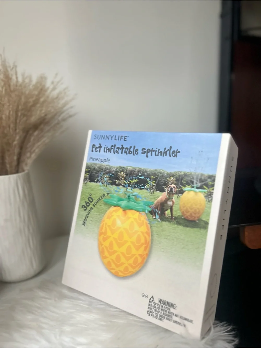 Sunnylife Pineapple Pet Inflatable  20” Sprinkler - Yellow & Green new in box